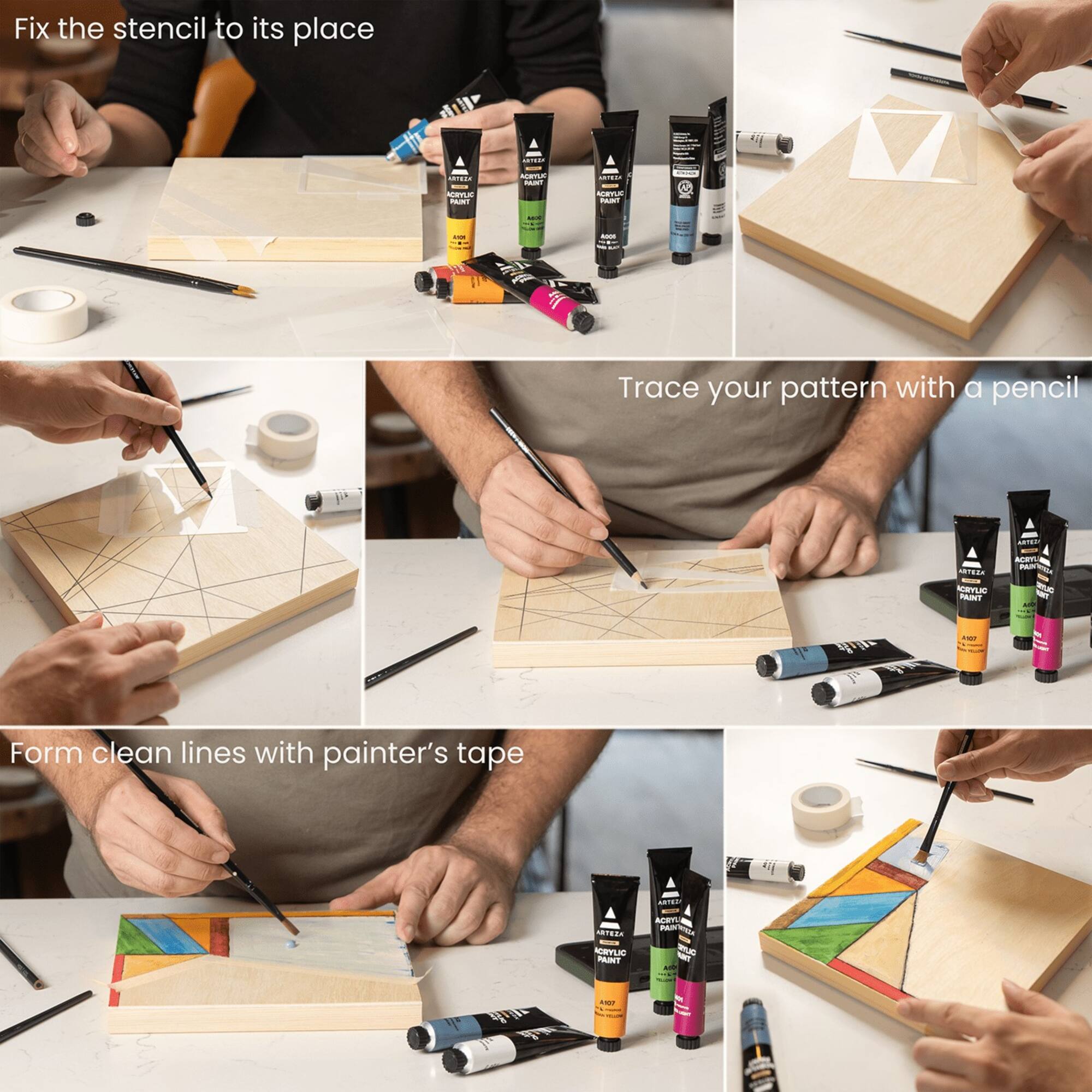 Arteza® 19 Piece Abstract Wood Painting Kit